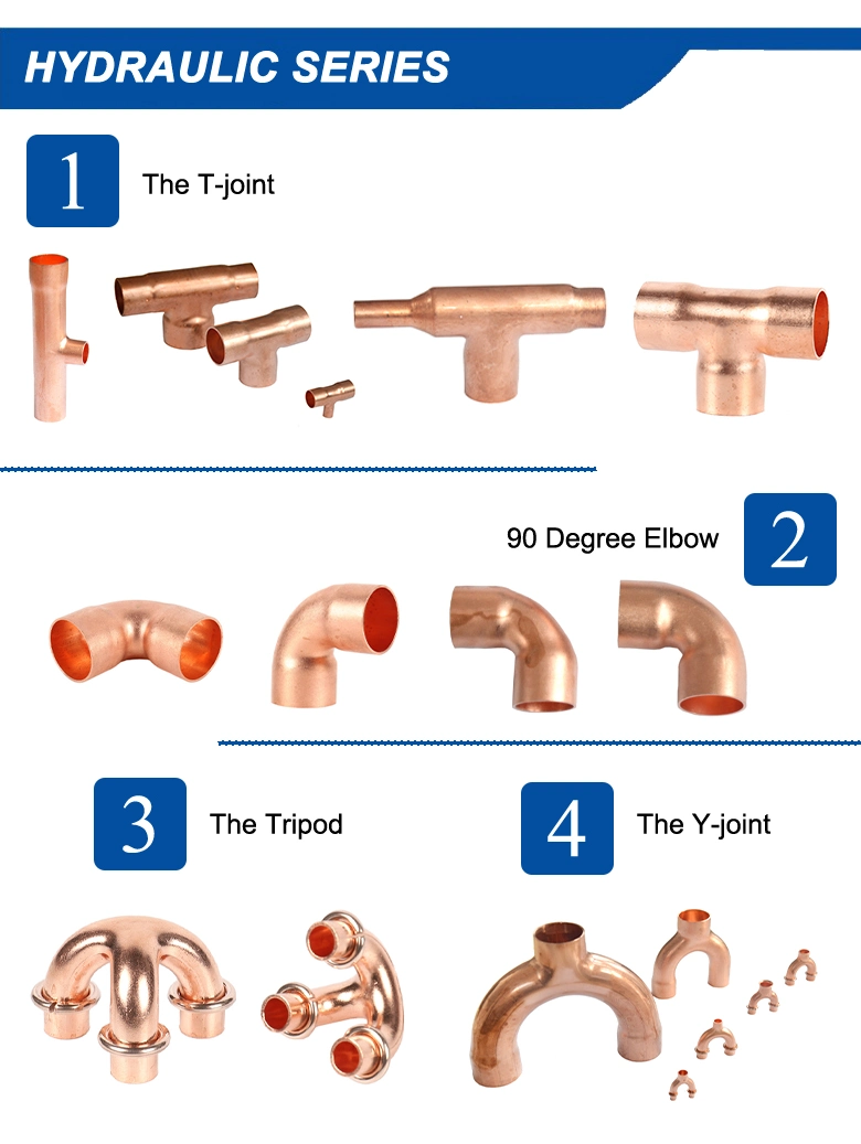 High Quality 3 Way Tee Copper Tube Pipe Copper Pipe for Air Conditioner Copper Press Fittings